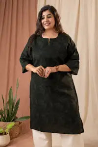 Amthi Bottle Green Cotton Kurti for Women| Daily Wear Oversized Straight Kurta