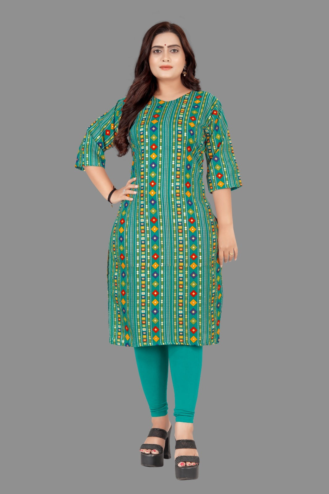 Amthi Rama Cotton Blend Printed Straight Kurta For Women| Daily Wear Kurti
