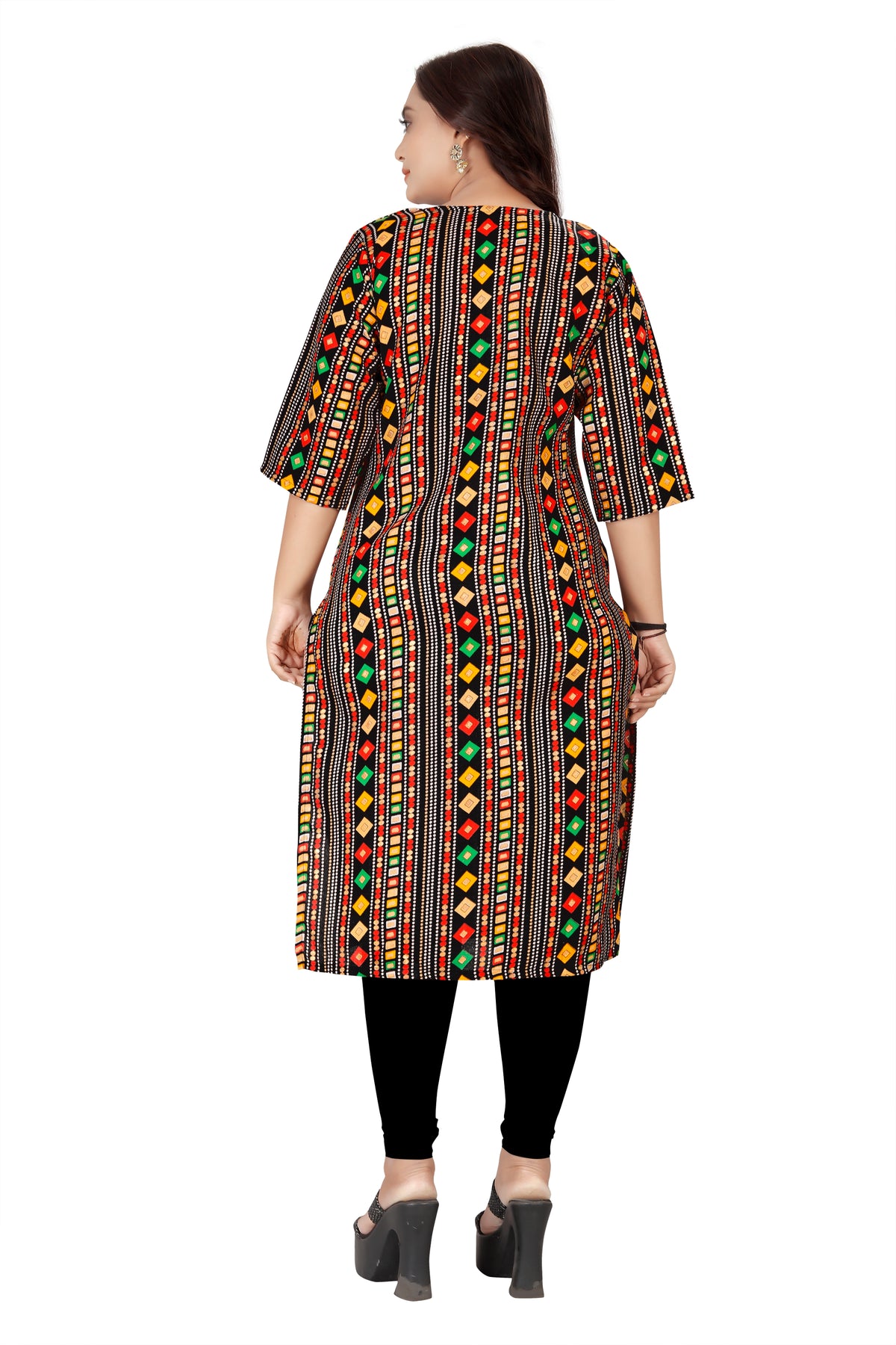 Amthi Black Cotton Blend Printed Straight Kurta For Women| Daily Wear Kurti
