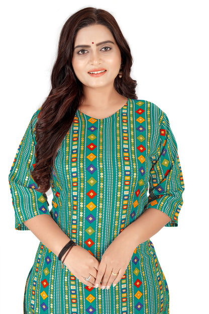 Amthi Rama Cotton Blend Printed Straight Kurta For Women| Daily Wear Kurti
