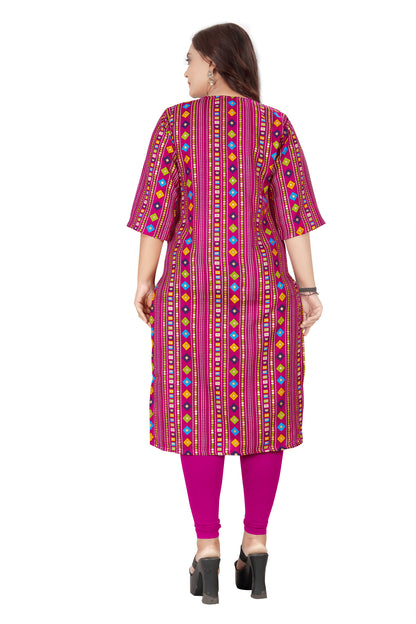 Amthi Pink Cotton Blend Geometric Printed Straigh Kurta